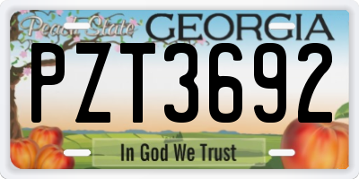 GA license plate PZT3692