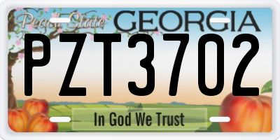 GA license plate PZT3702