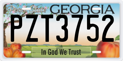 GA license plate PZT3752