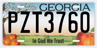 GA license plate PZT3760
