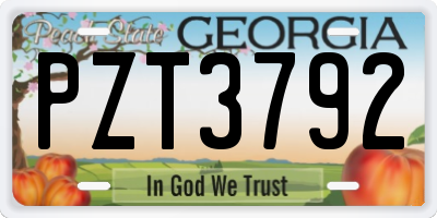 GA license plate PZT3792