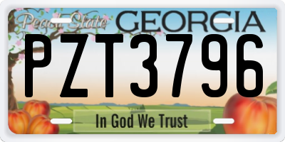 GA license plate PZT3796