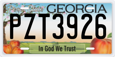 GA license plate PZT3926