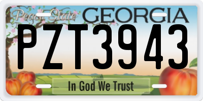 GA license plate PZT3943