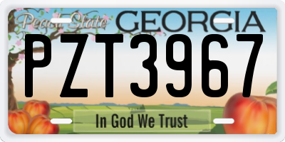 GA license plate PZT3967