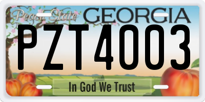 GA license plate PZT4003