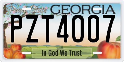 GA license plate PZT4007