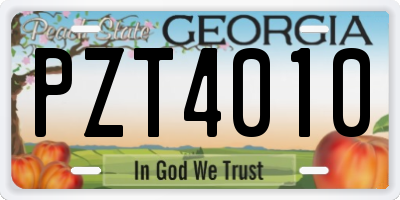 GA license plate PZT4010