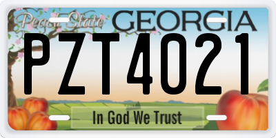 GA license plate PZT4021