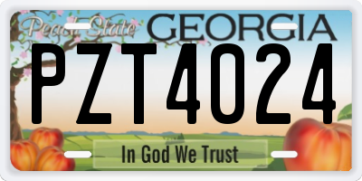 GA license plate PZT4024