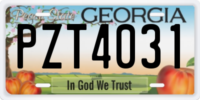 GA license plate PZT4031