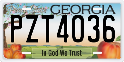 GA license plate PZT4036