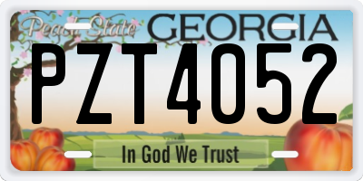 GA license plate PZT4052