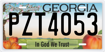 GA license plate PZT4053