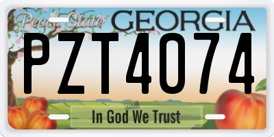 GA license plate PZT4074