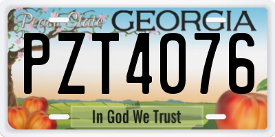GA license plate PZT4076