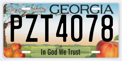 GA license plate PZT4078