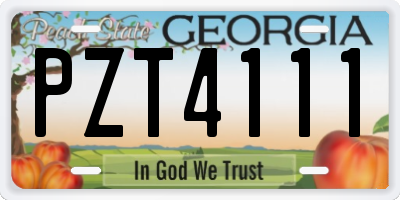 GA license plate PZT4111
