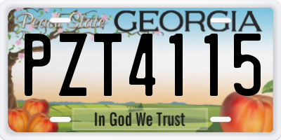 GA license plate PZT4115