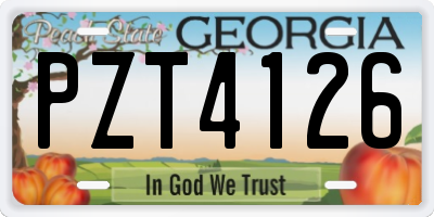 GA license plate PZT4126