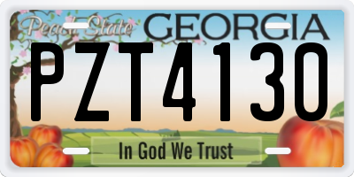 GA license plate PZT4130