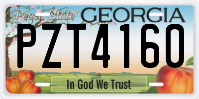 GA license plate PZT4160