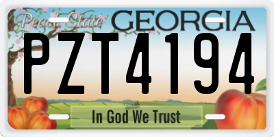 GA license plate PZT4194