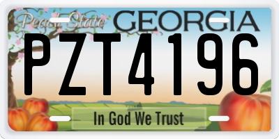 GA license plate PZT4196