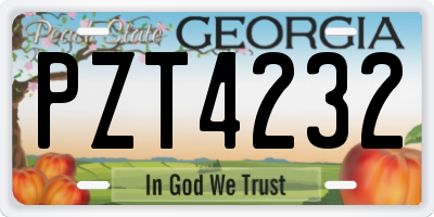 GA license plate PZT4232
