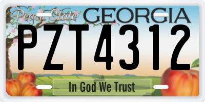 GA license plate PZT4312