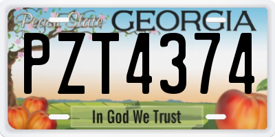GA license plate PZT4374