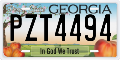 GA license plate PZT4494