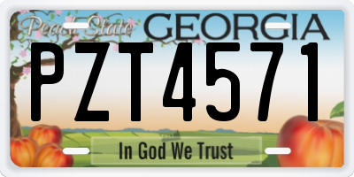 GA license plate PZT4571