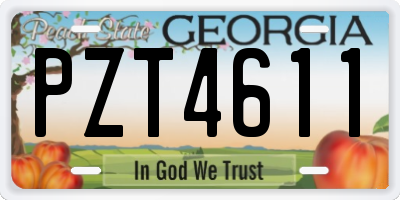 GA license plate PZT4611