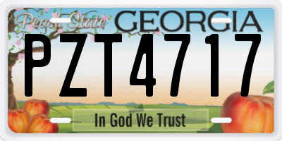 GA license plate PZT4717