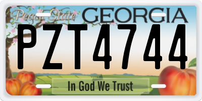 GA license plate PZT4744
