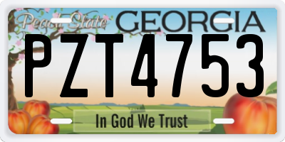 GA license plate PZT4753