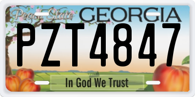GA license plate PZT4847