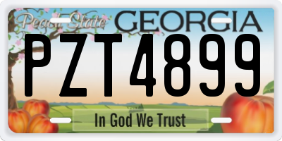 GA license plate PZT4899