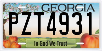 GA license plate PZT4931