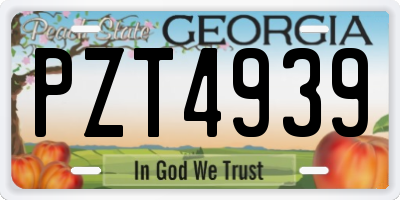 GA license plate PZT4939