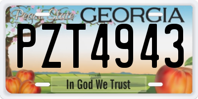 GA license plate PZT4943