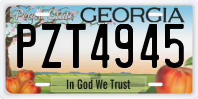 GA license plate PZT4945