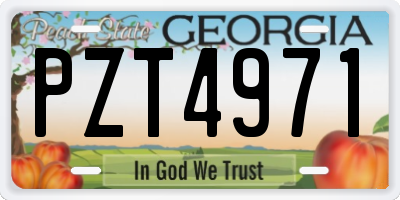 GA license plate PZT4971