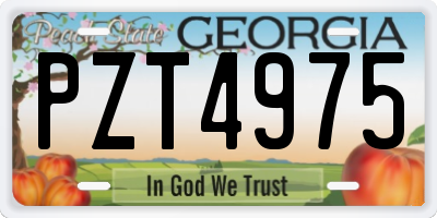 GA license plate PZT4975
