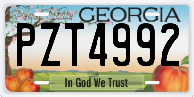 GA license plate PZT4992
