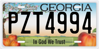 GA license plate PZT4994