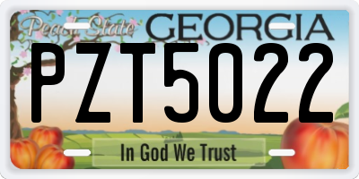 GA license plate PZT5022