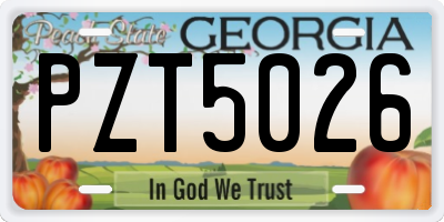 GA license plate PZT5026