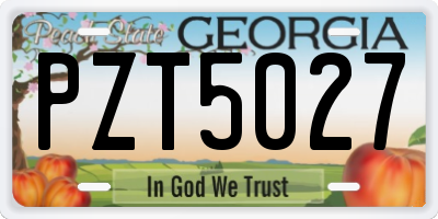 GA license plate PZT5027